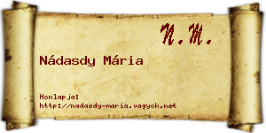 Nádasdy Mária névjegykártya
