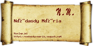 Nádasdy Mária névjegykártya